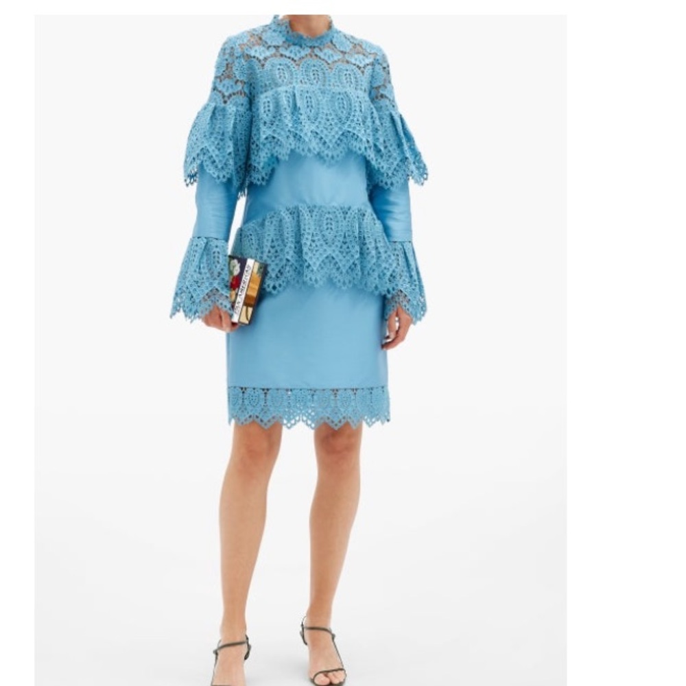 ERDEM Lyndell layered guipure-lace & mikado satin Dress